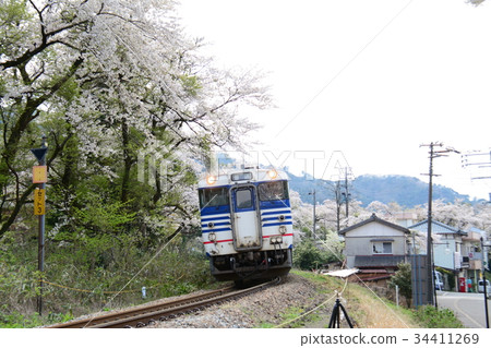 Sakika Station附近的火車和火車 Sakika Station附近的火車和火車 34411269
