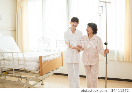 Nursing care room drip infusion hospital medical image 34411272