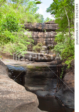 Waterfall and Rock Canyon in summer 34412444