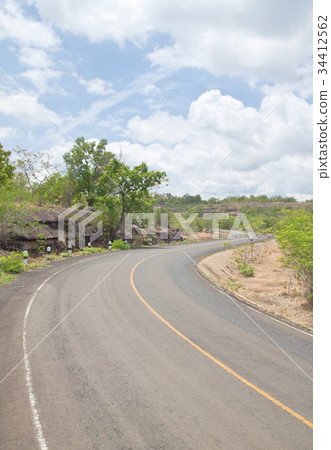 Road beside Mountain and blue sky Road beside Mountain and blue sky 34412562