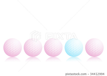 Pastel pink and blue golf ball on white background Pastel pink and blue golf ball on white background 34412994