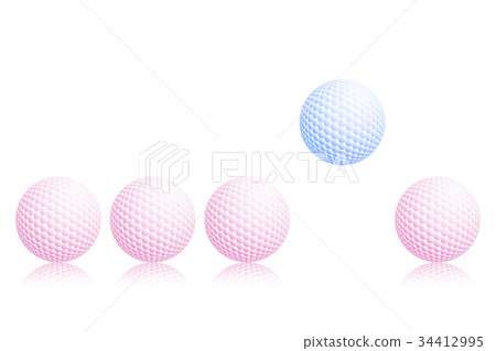 Pastel Pink And Blue Golf Ball On White Background Stock