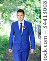 Male model, the groom portrait in a blue suit with 34413008