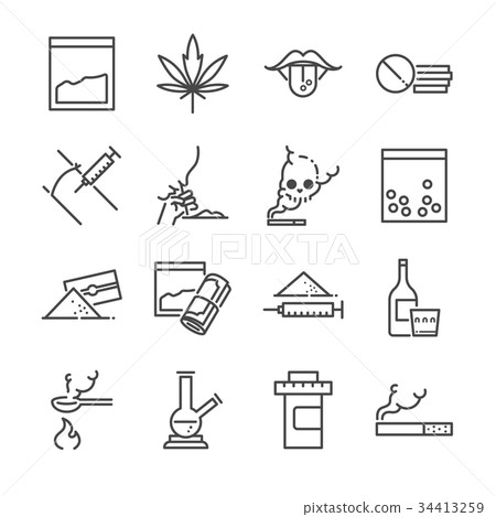 Drugs line icon set. 34413259
