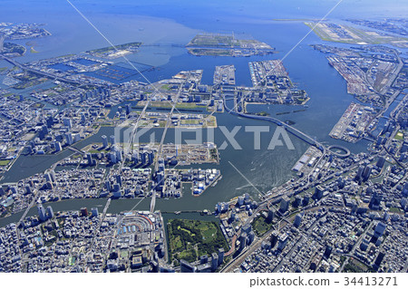 東京灣台場全景/空中照片 東京灣台場全景/空中照片 34413271