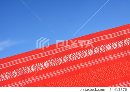 Japanese-style material, Kukkyuk Kinroku, Hakata obi, background blue sky 34413876