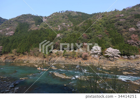 Katsura River in front of Arashiyama Mountain Katsura River in front of Arashiyama Mountain 34414251