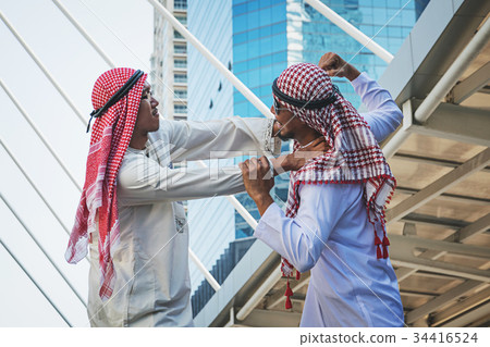 Closeup portrait of two Arab guys fighting, Closeup portrait of two Arab guys fighting, 34416524