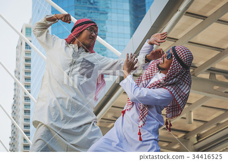 Closeup portrait of two Arab guys fighting, Closeup portrait of two Arab guys fighting, 34416525