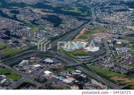 Auckland airport highway aerial view 34416725