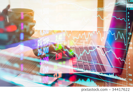 Graph of stock market data and financial with Graph of stock market data and financial with 34417622