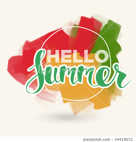 Hello Summer on color blob. Hello Summer on color blob. 34419072