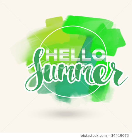 Hello Summer on color blob. Hello Summer on color blob. 34419073
