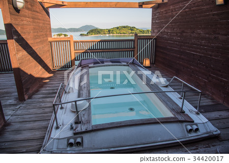 酒店的露天浴池享有小豆島天使之路遊艇類型的景緻 34420017