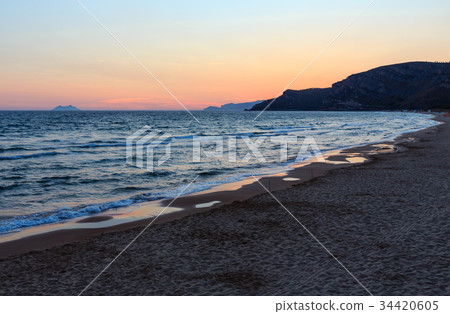 Sunset on sea beach 34420605