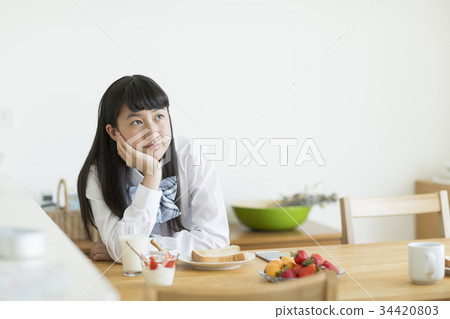 Female student breakfast Female student breakfast 34420803