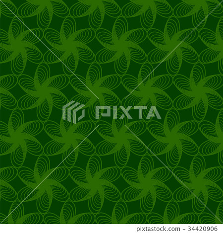 Floral Green Line Pattern 34420906