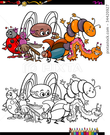 insects animal characters coloring book 34420927