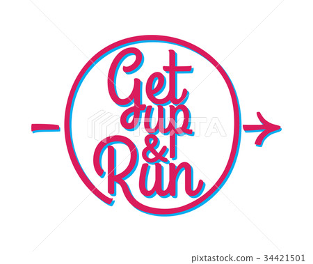 Get Up and Run. Set of Running Marathon Badge. Get Up and Run. Set of Running Marathon Badge. 34421501
