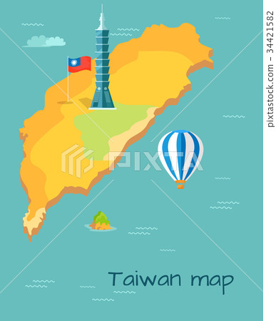 Taiwan Map High Taipei, Flag of Island, Balloon 34421582