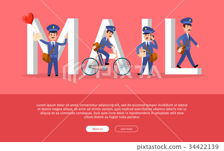 Mail Conceptual Web Banner with Cartoon Postman Mail Conceptual Web Banner with Cartoon Postman 34422139