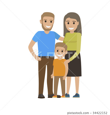 Married Couple in Casual Cloth and Little Son 34422152