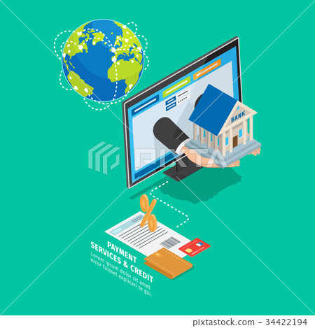 Online Payment and Credit Services Vector Concept Online Payment and Credit Services Vector Concept 34422194