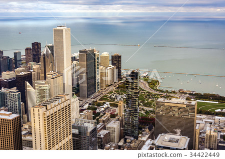 aerial view of Chicago  34422449