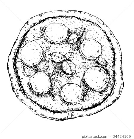 Food illustration with pizza 34424109