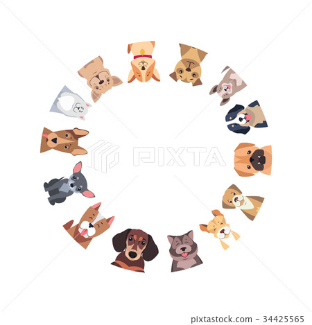 Circle of Different Purebred Dogs. Vector Circle of Different Purebred Dogs. Vector 34425565
