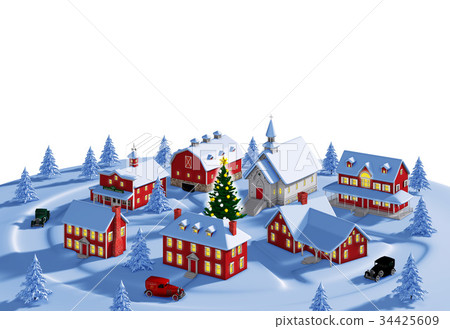 Christmas city night white background 34425609