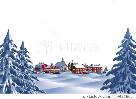 聖誕節城市遠距照相夜白色背景 34425663