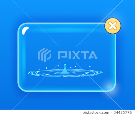 Drops Falling into Water Isolated on Blue. Spring 34425776