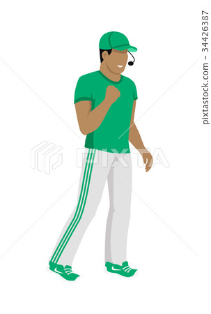 Cartoon Icon of Referee in Green and White Uniform 34426387