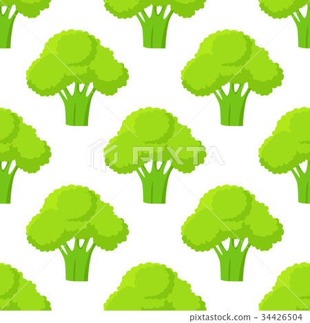 Broccoli Green Head or Flower Bud Seamless Pattern 34426504