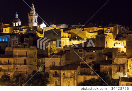 Night Ragusa town view, Sicily, Italy 34428736