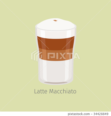 Glass Cup of Layered Latte Macchiato Flat Vector 34428849