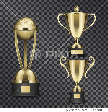 Shiny Gold Trophy Cups Isolated Illustrations Set 34428850