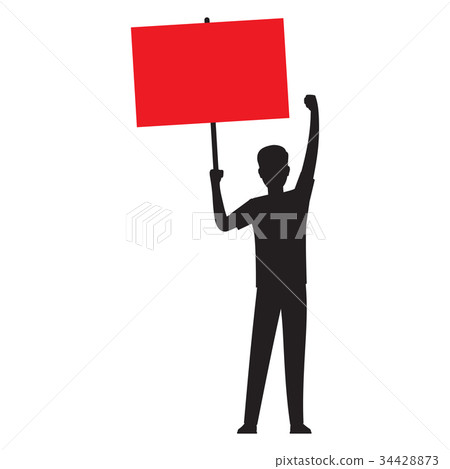 Man Silhouette with Red Streamer Illustration Man Silhouette with Red Streamer Illustration 34428873