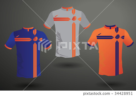 Set of soccer kit or football jersey t-shirt 34428951