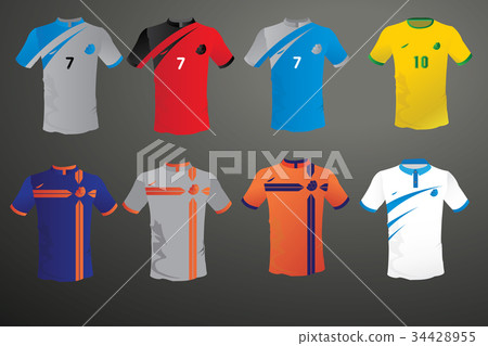 Set of soccer kit or football jersey t-shirt 34428955