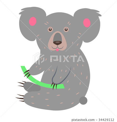Cute Koala Cartoon Flat Vector Sticker or Icon 34429112