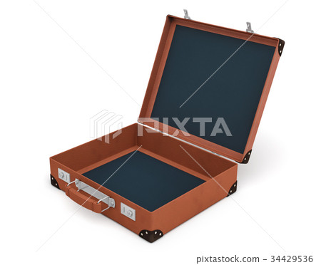 3d rendering of an open brown vintage suitcase 3d rendering of an open brown vintage suitcase 34429536