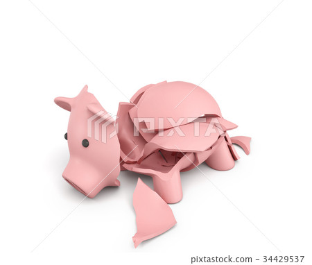 3d rendering of a pink ceramic piggy bank 34429537