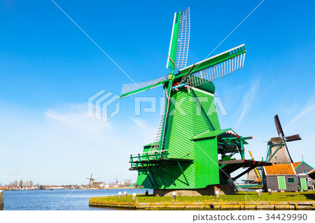 Panorama with windmills, Holland 34429990