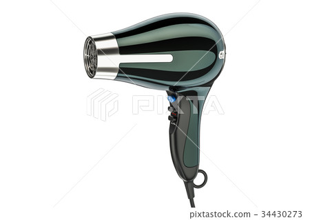 Black hair dryer, 3D rendering 34430273