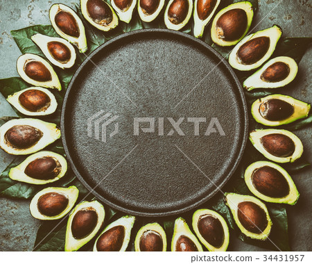 Avocado. Frame made from avocado palta and avocado Avocado. Frame made from avocado palta and avocado 34431957