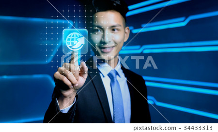businessman with icon 34433313