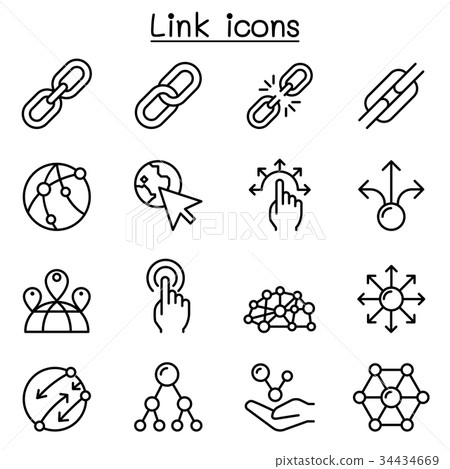 Link icon set in thin line style Link icon set in thin line style 34434669