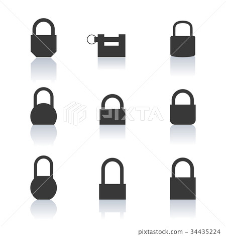 Set of black icons lock, vector illustration. 34435224